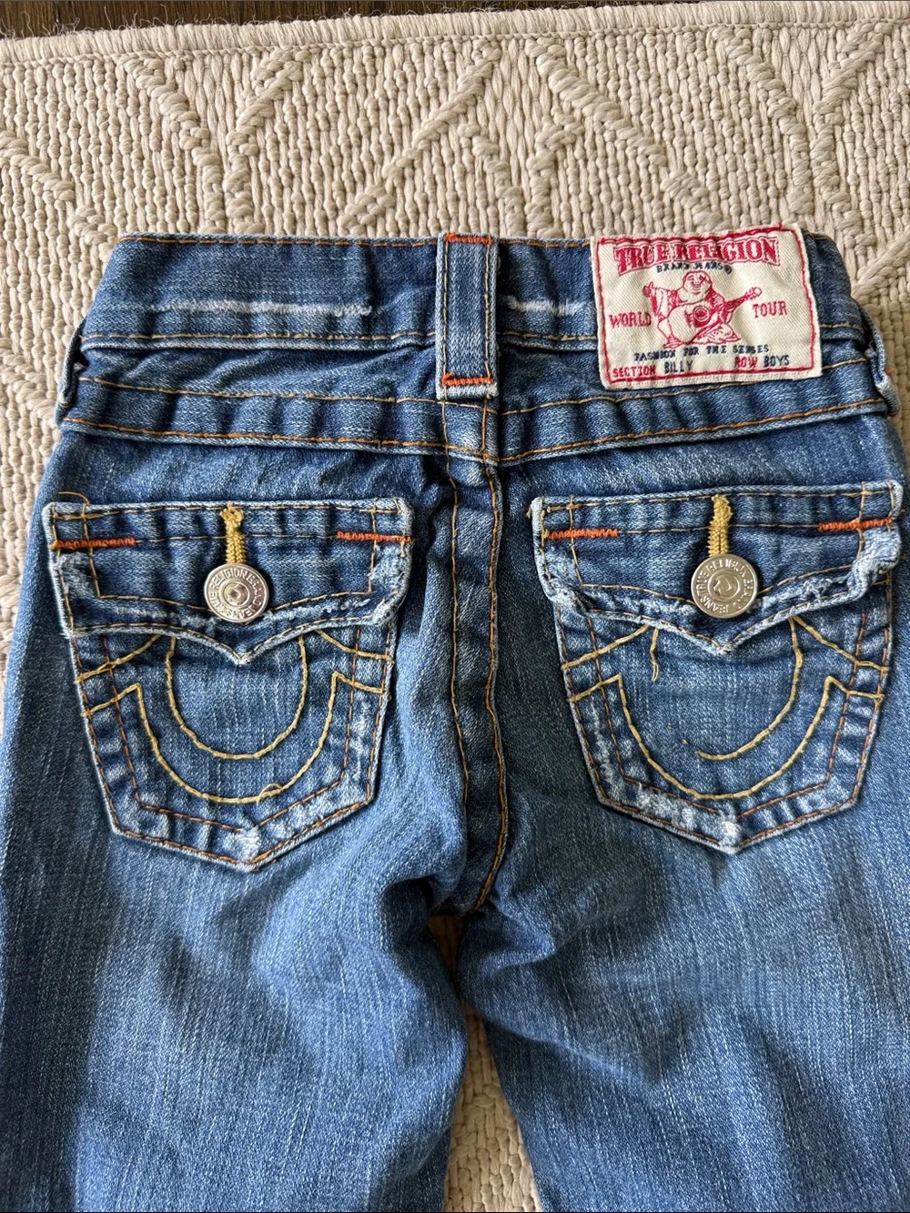 True Religion Boys' Billy Dark Blue Denim Jeans Distressed  - Size 4